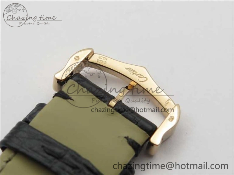 Ronde Solo de Cartier 42mm RG AF 1:1 Best Edition White Dial on Black Croco Leather Strap MIYOTA 9015