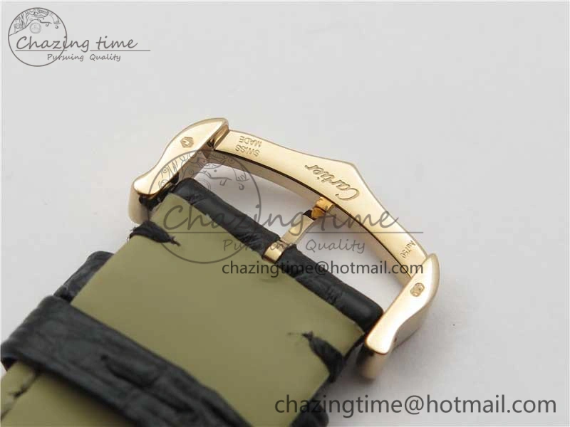 Ronde Solo de Cartier 42mm RG AF 1:1 Best Edition White Dial on Black Croco Leather Strap MIYOTA 9015