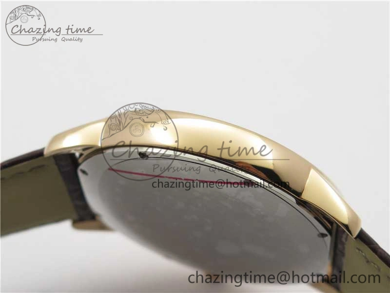 Ronde Solo de Cartier 42mm RG AF 1:1 Best Edition White Dial on Brown Croco Leather Strap MIYOTA 9015