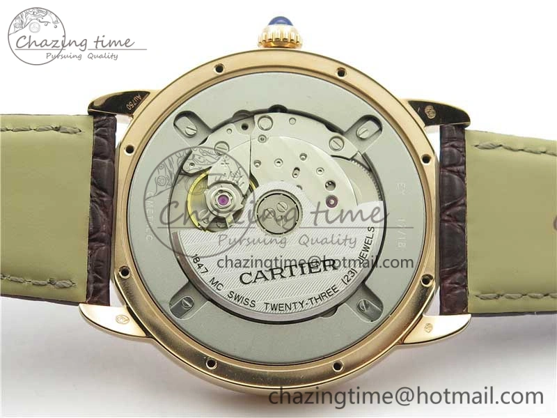 Ronde Solo de Cartier 42mm RG AF 1:1 Best Edition White Dial on Brown Croco Leather Strap MIYOTA 9015
