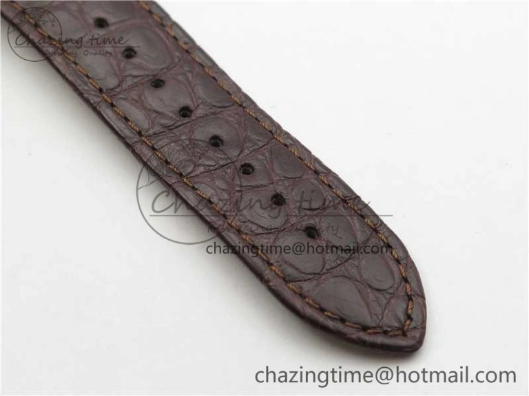 Ronde Solo de Cartier 42mm RG AF 1:1 Best Edition White Dial on Brown Croco Leather Strap MIYOTA 9015