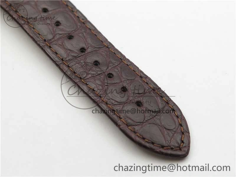 Ronde Solo de Cartier 42mm RG AF 1:1 Best Edition White Dial on Brown Croco Leather Strap MIYOTA 9015