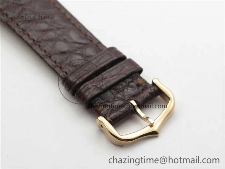 Ronde Solo de Cartier 42mm RG AF 1:1 Best Edition White Dial on Brown Croco Leather Strap MIYOTA 9015