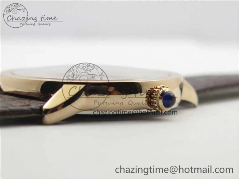 Ronde Solo de Cartier 42mm RG AF 1:1 Best Edition White Dial on Brown Croco Leather Strap MIYOTA 9015