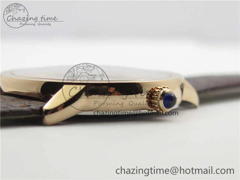 Ronde Solo de Cartier 42mm RG AF 1:1 Best Edition White Dial on Brown Croco Leather Strap MIYOTA 9015