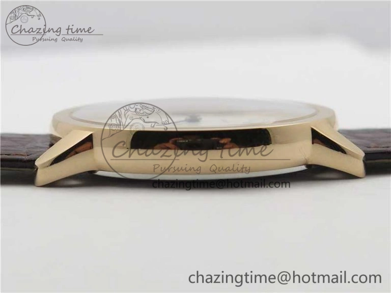 Ronde Solo de Cartier 42mm RG AF 1:1 Best Edition White Dial on Brown Croco Leather Strap MIYOTA 9015