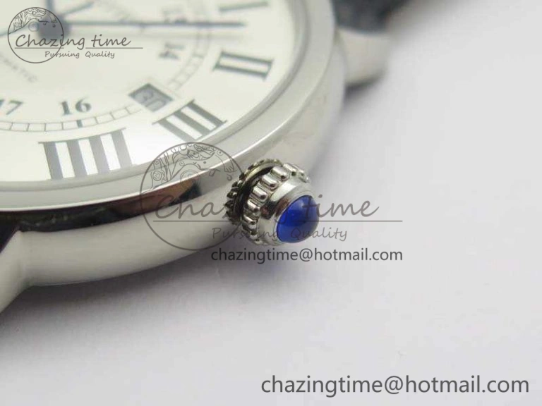 Ronde Solo de Cartier 42mm ZF 1:1 Best Edition White Dial On Black Leather Strap MIYOTA 9015