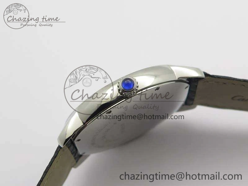 Ronde Solo de Cartier 42mm ZF 1:1 Best Edition White Dial On Black Leather Strap MIYOTA 9015
