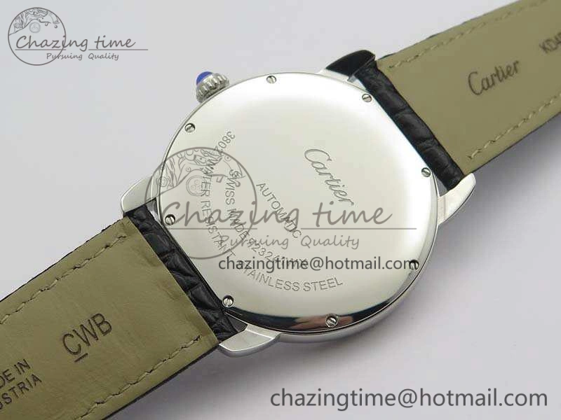 Ronde Solo de Cartier 42mm ZF 1:1 Best Edition White Dial On Black Leather Strap MIYOTA 9015