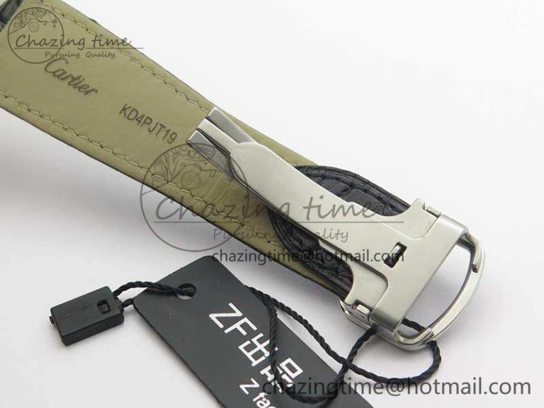 Ronde Solo de Cartier 42mm ZF 1:1 Best Edition White Dial On Black Leather Strap MIYOTA 9015