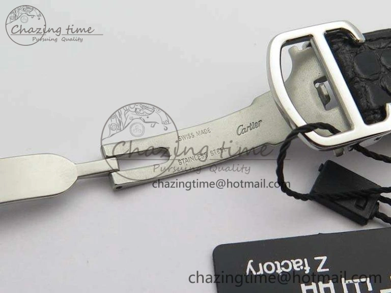 Ronde Solo de Cartier 42mm ZF 1:1 Best Edition White Dial On Black Leather Strap MIYOTA 9015