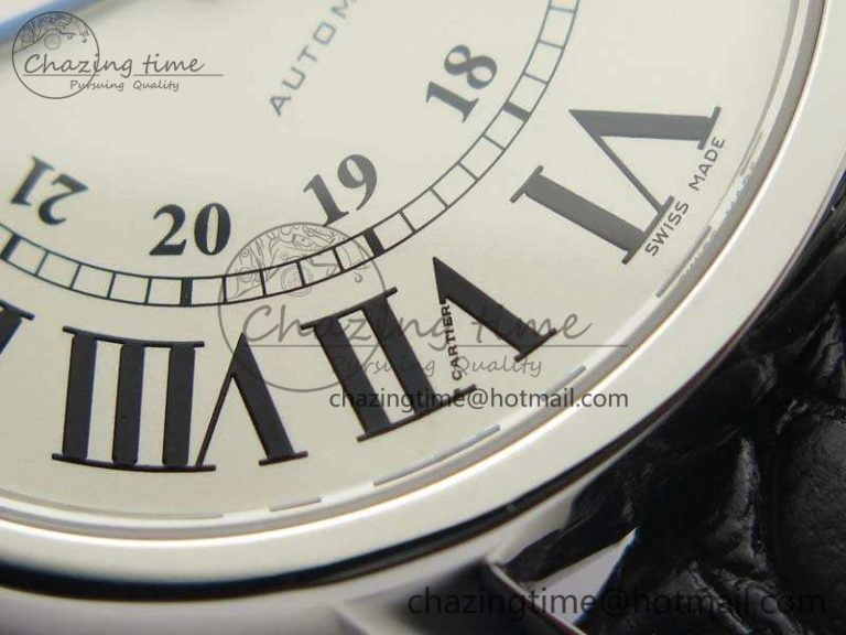 Ronde Solo de Cartier 42mm ZF 1:1 Best Edition White Dial On Black Leather Strap MIYOTA 9015