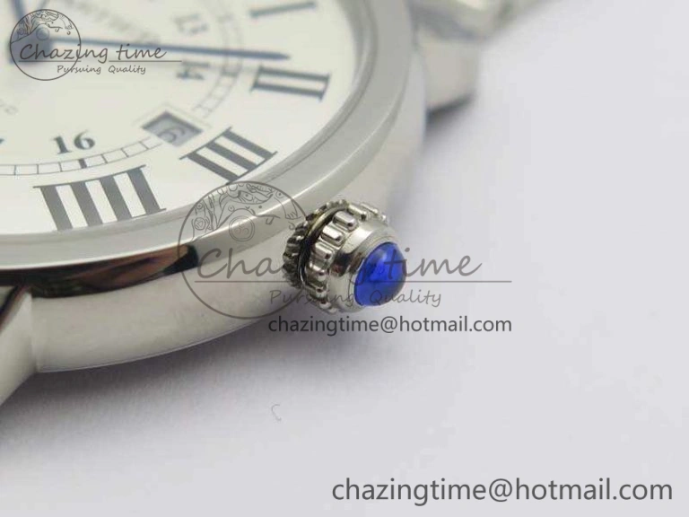 Ronde Solo de Cartier 42mm ZF 1:1 Best Edition White Dial On SS Bracelet MIYOTA 9015