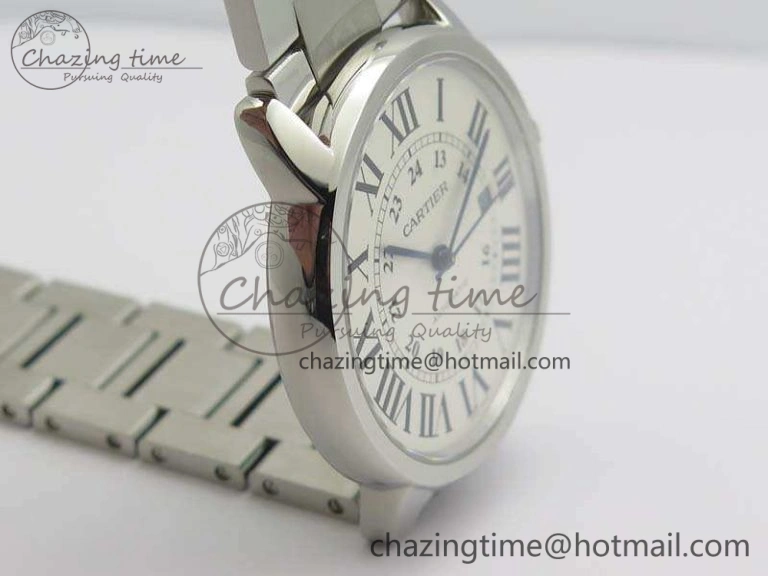 Ronde Solo de Cartier 42mm ZF 1:1 Best Edition White Dial On SS Bracelet MIYOTA 9015