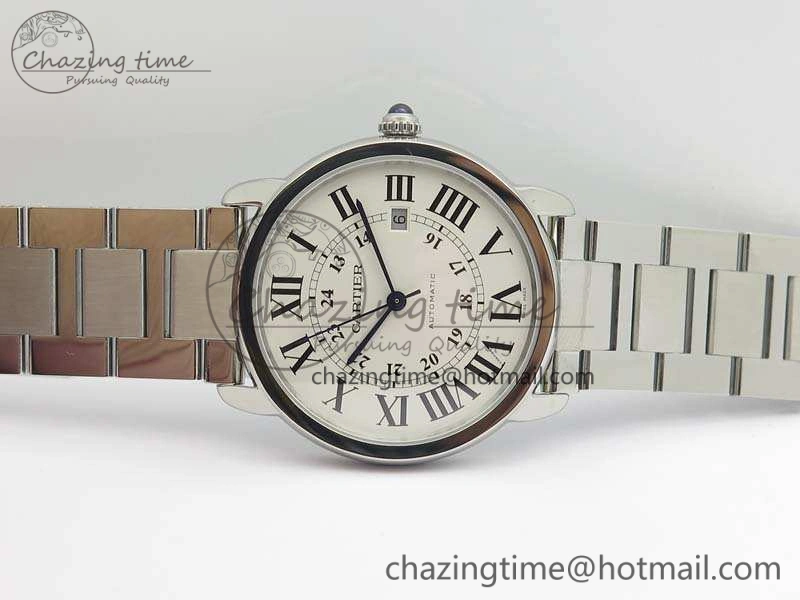 Ronde Solo de Cartier 42mm ZF 1:1 Best Edition White Dial On SS Bracelet MIYOTA 9015