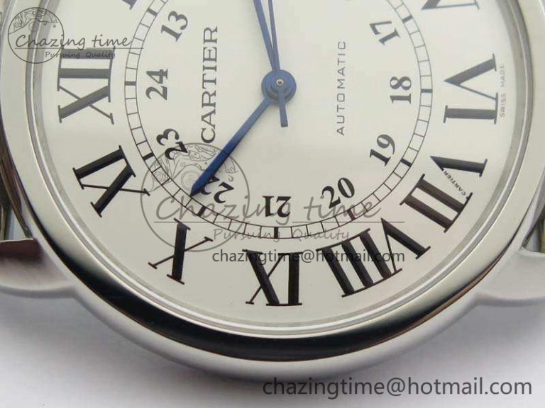 Ronde Solo de Cartier 42mm ZF 1:1 Best Edition White Dial On SS Bracelet MIYOTA 9015