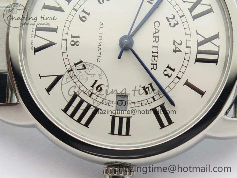 Ronde Solo de Cartier 42mm ZF 1:1 Best Edition White Dial On SS Bracelet MIYOTA 9015
