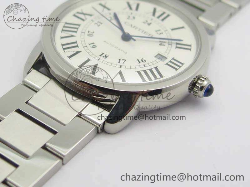 Ronde Solo de Cartier 42mm ZF 1:1 Best Edition White Dial On SS Bracelet MIYOTA 9015