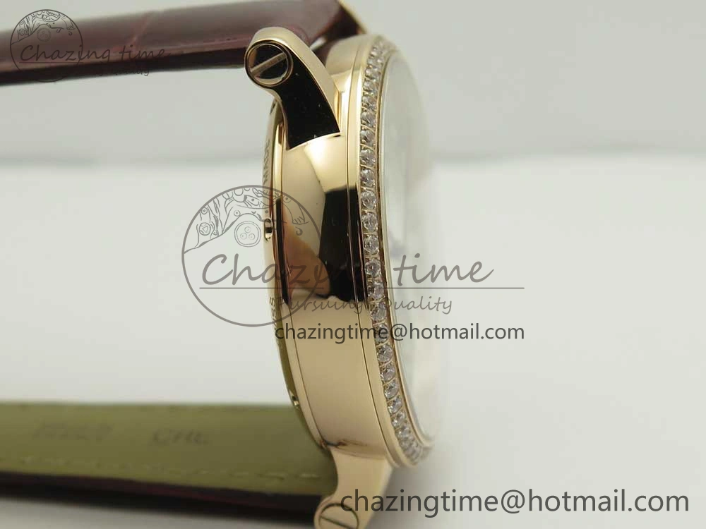 Rotonde Flying Tourbillon RG BLF Best Edition White Dial Diamonds Bezel on Brown Leather Strap V2
