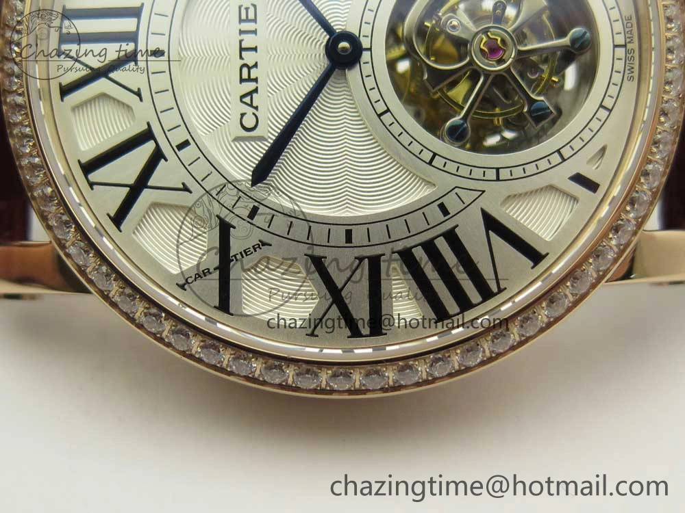 Rotonde Flying Tourbillon RG BLF Best Edition White Dial Diamonds Bezel on Brown Leather Strap V2