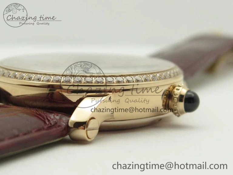 Rotonde Flying Tourbillon RG BLF Best Edition White Dial Diamonds Bezel on Brown Leather Strap V2