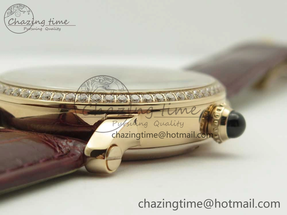 Rotonde Flying Tourbillon RG BLF Best Edition White Dial Diamonds Bezel on Brown Leather Strap V2