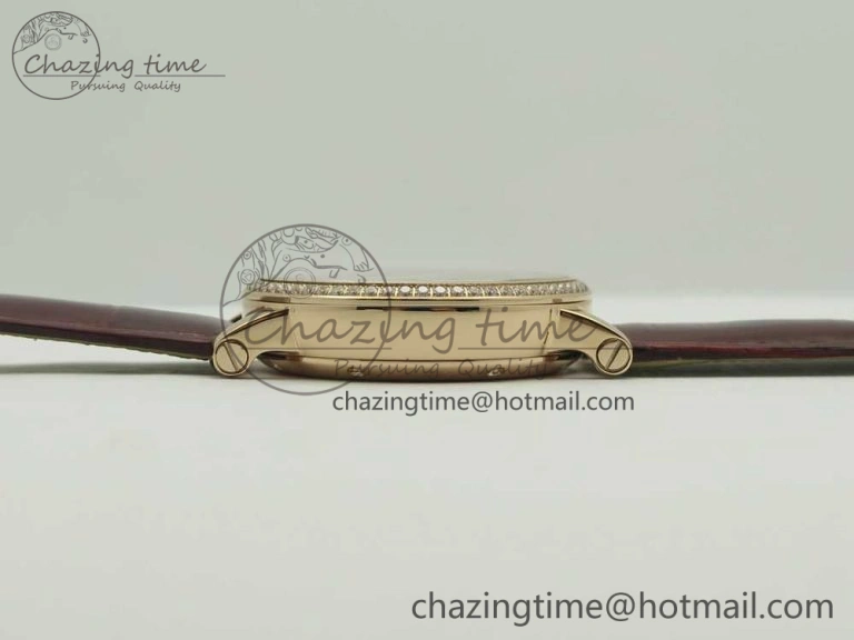 Rotonde Flying Tourbillon RG BLF Best Edition White Dial Diamonds Bezel on Brown Leather Strap V2