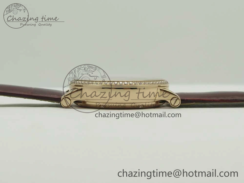 Rotonde Flying Tourbillon RG BLF Best Edition White Dial Diamonds Bezel on Brown Leather Strap V2