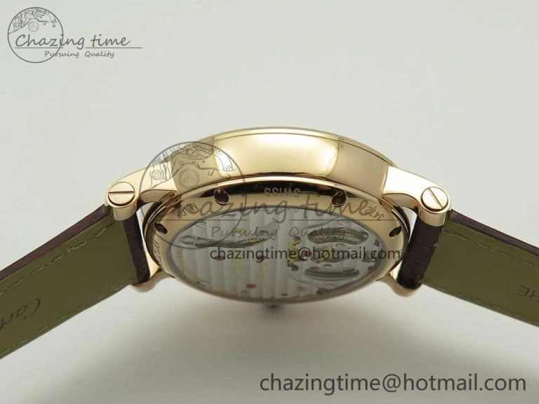 Rotonde Flying Tourbillon RG BLF Best Edition White Dial on Brown Leather Strap V2