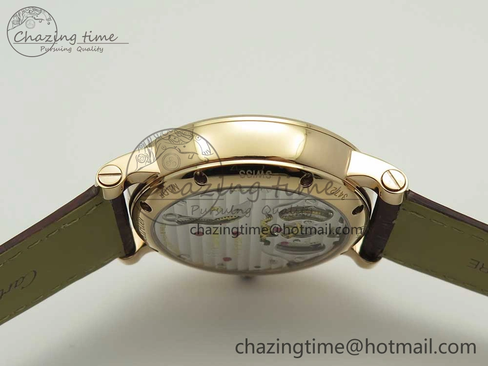 Rotonde Flying Tourbillon RG BLF Best Edition White Dial on Brown Leather Strap V2