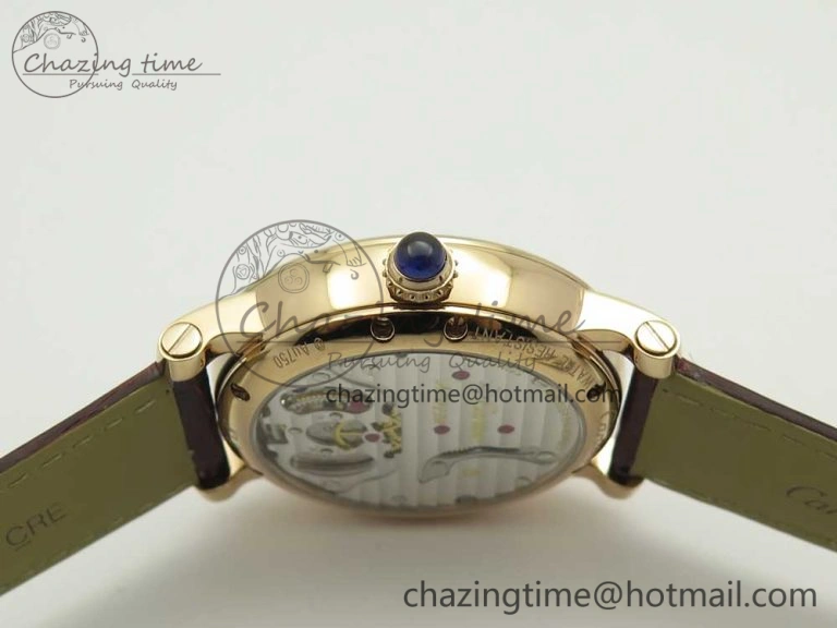 Rotonde Flying Tourbillon RG BLF Best Edition White Dial on Brown Leather Strap V2