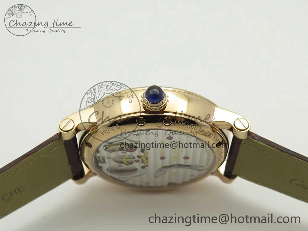 Rotonde Flying Tourbillon RG BLF Best Edition White Dial on Brown Leather Strap V2