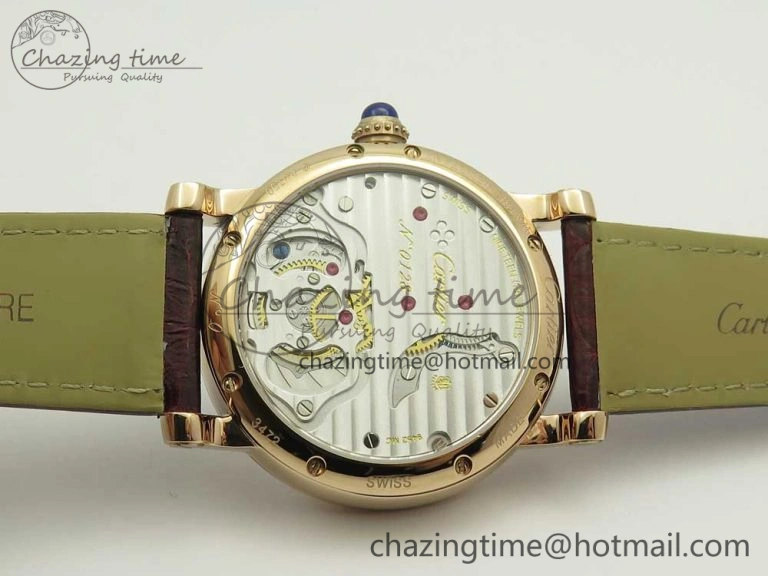Rotonde Flying Tourbillon RG BLF Best Edition White Dial on Brown Leather Strap V2