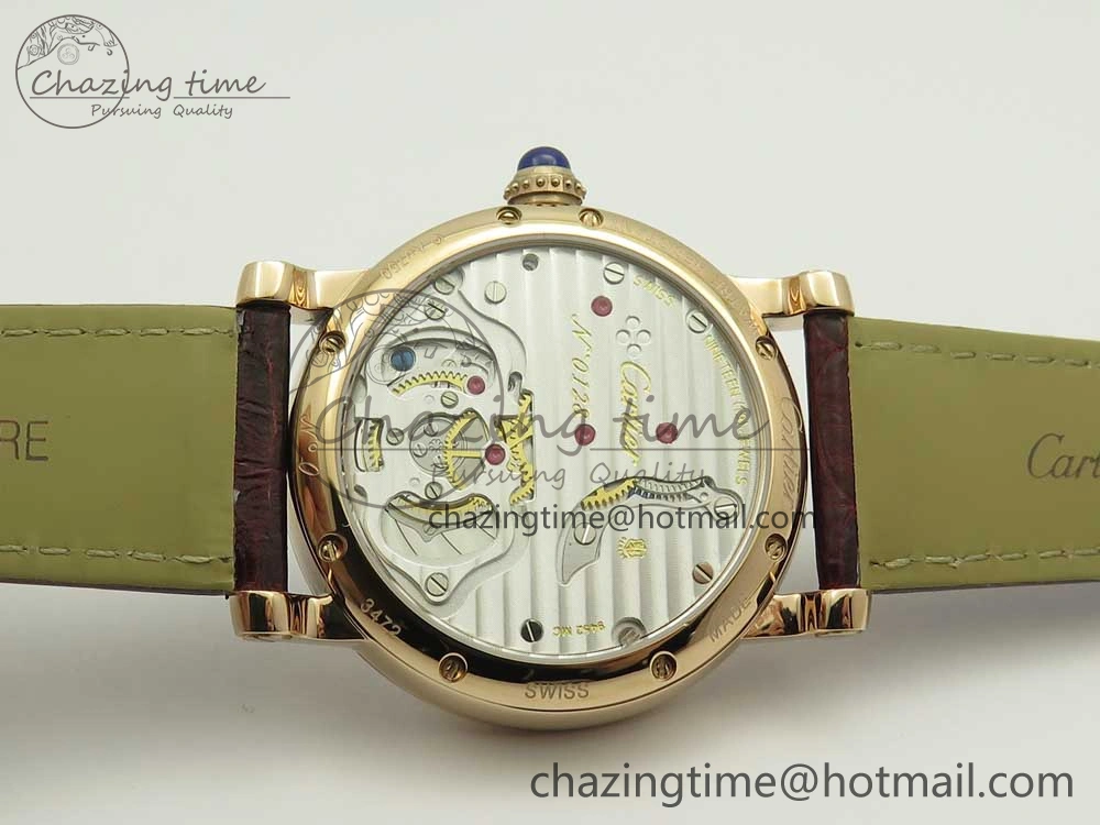 Rotonde Flying Tourbillon RG BLF Best Edition White Dial on Brown Leather Strap V2