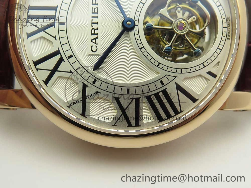 Rotonde Flying Tourbillon RG BLF Best Edition White Dial on Brown Leather Strap V2