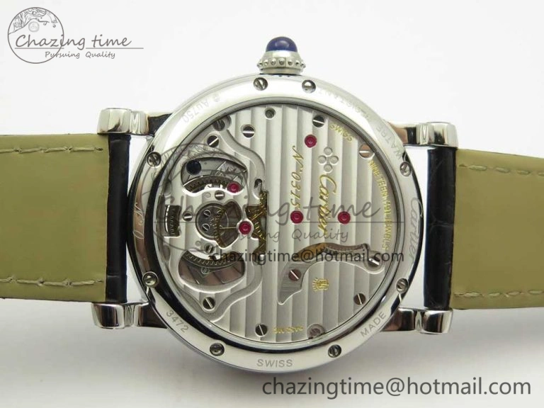 Rotonde Flying Tourbillon SS BLF Best Edition White Dial Diamonds Bezel on Black Leather Strap V2