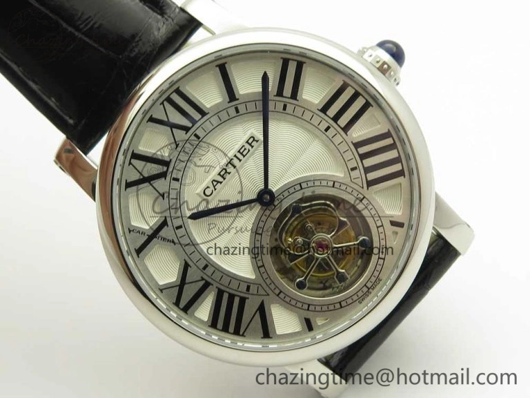Rotonde Flying Tourbillon SS BLF Best Edition White Dial on Black Leather Strap V2
