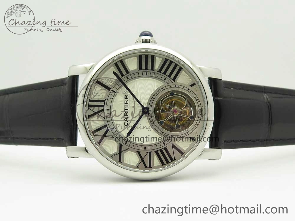 Rotonde Flying Tourbillon SS BLF Best Edition White Dial on Black Leather Strap V2
