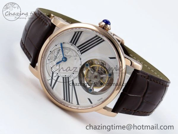 Rotonde Tourbillon RG RMSF Best Edition White Dial on Brown Leather Strap