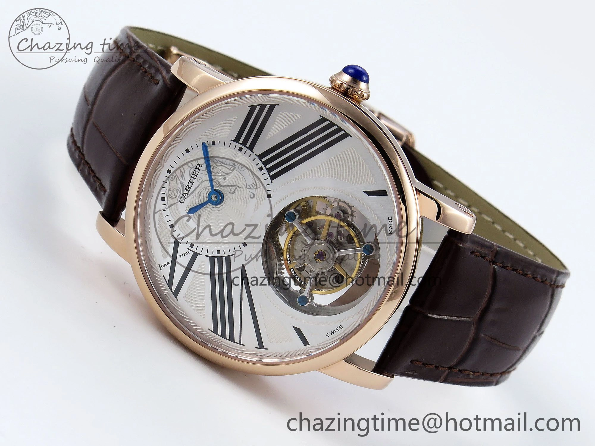 Rotonde Tourbillon RG RMSF Best Edition White Dial on Brown Leather Strap