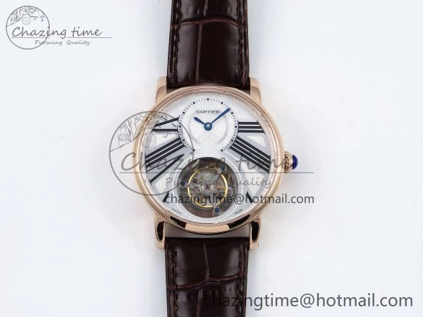 Rotonde Tourbillon RG RMSF Best Edition White Dial on Brown Leather Strap