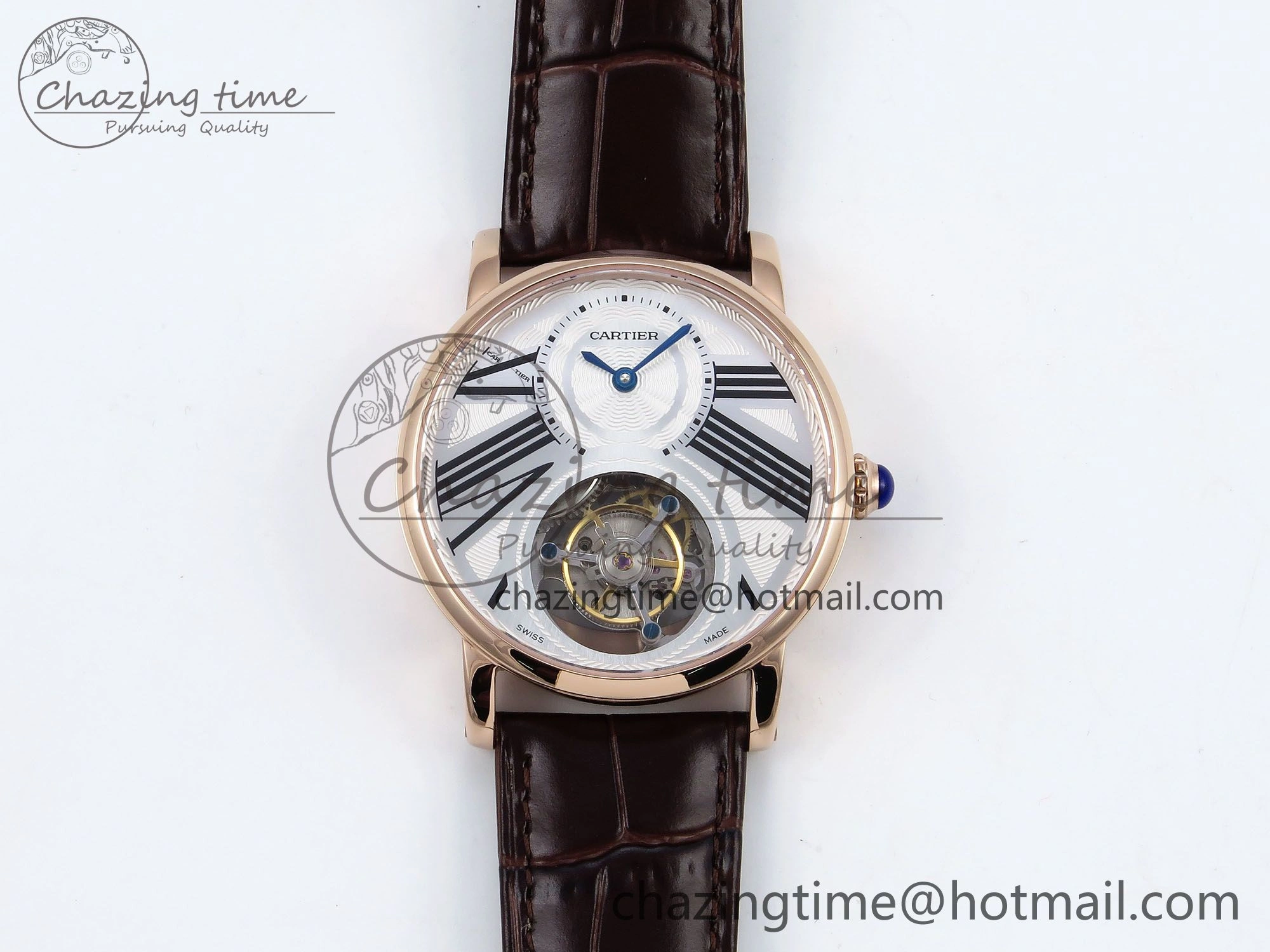 Rotonde Tourbillon RG RMSF Best Edition White Dial on Brown Leather Strap
