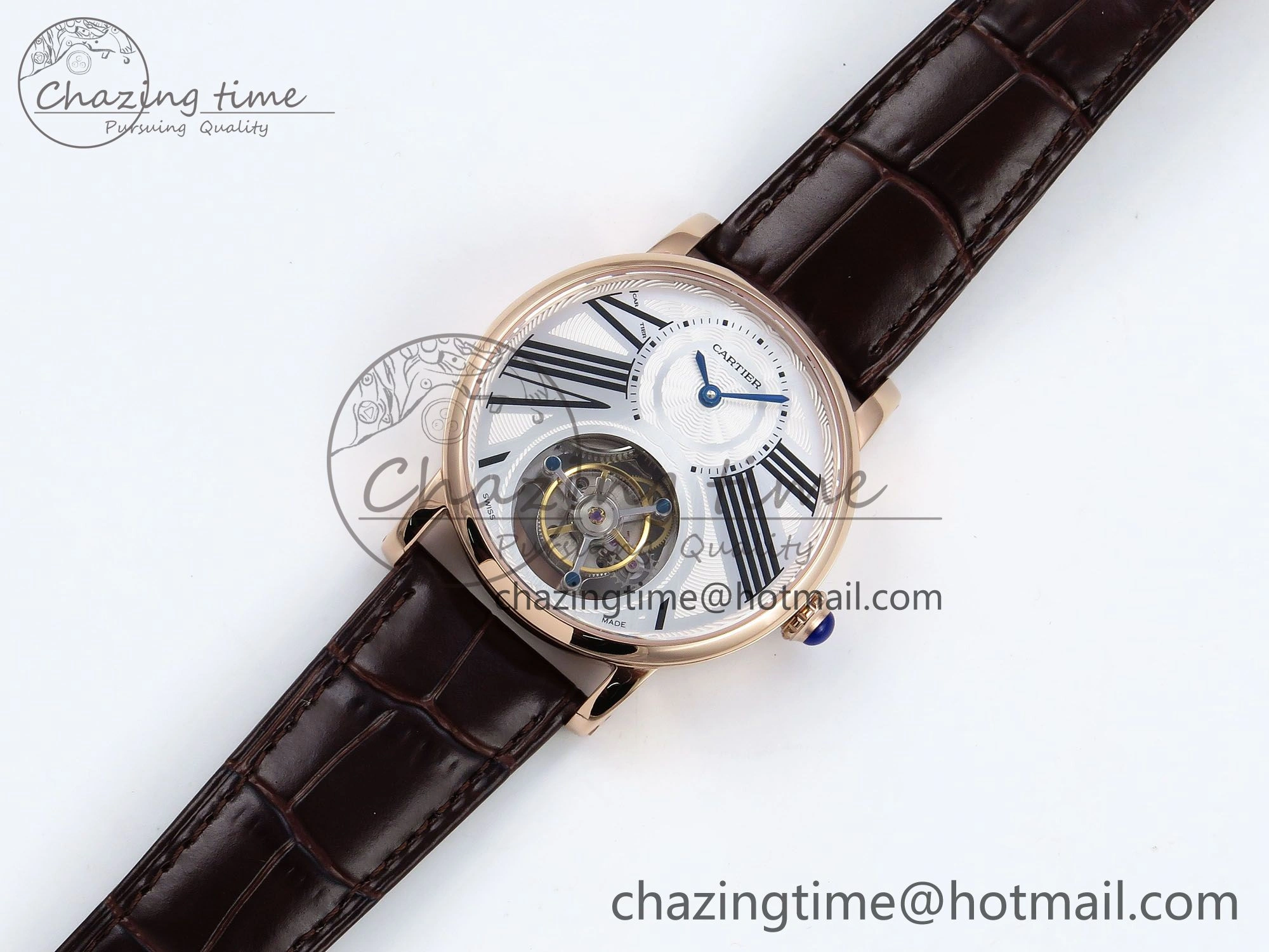 Rotonde Tourbillon RG RMSF Best Edition White Dial on Brown Leather Strap