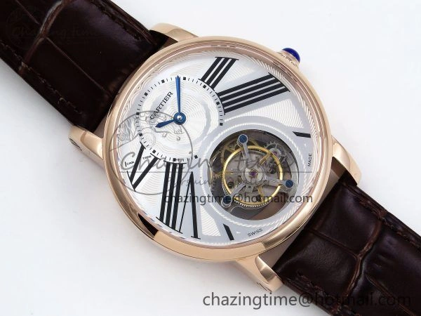 Rotonde Tourbillon RG RMSF Best Edition White Dial on Brown Leather Strap