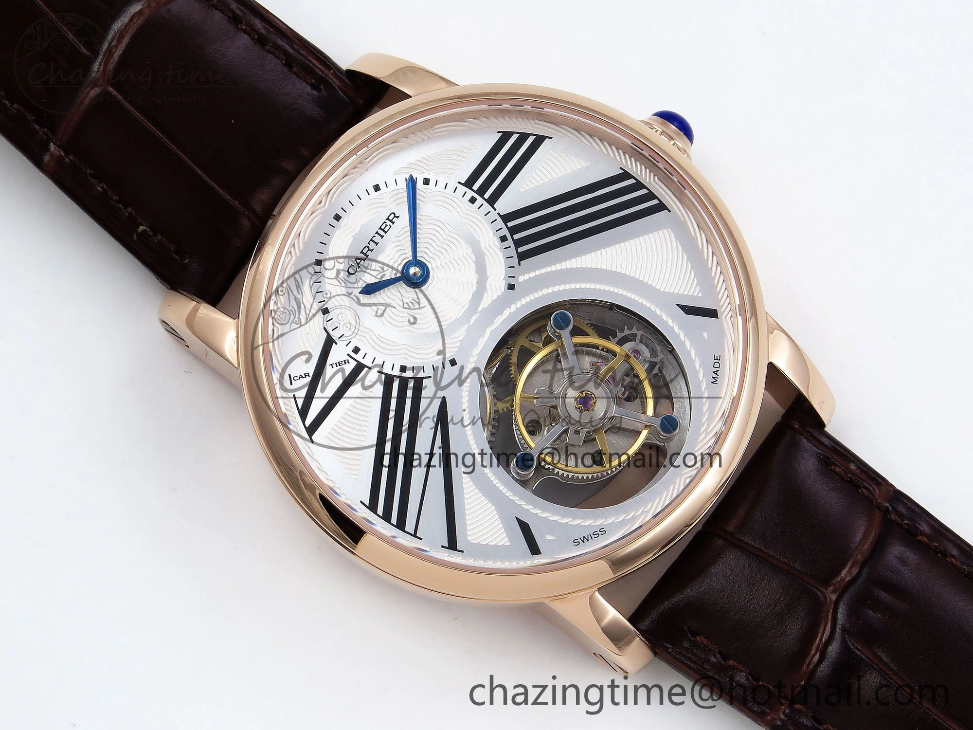 Rotonde Tourbillon RG RMSF Best Edition White Dial on Brown Leather Strap