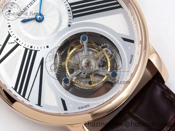 Rotonde Tourbillon RG RMSF Best Edition White Dial on Brown Leather Strap