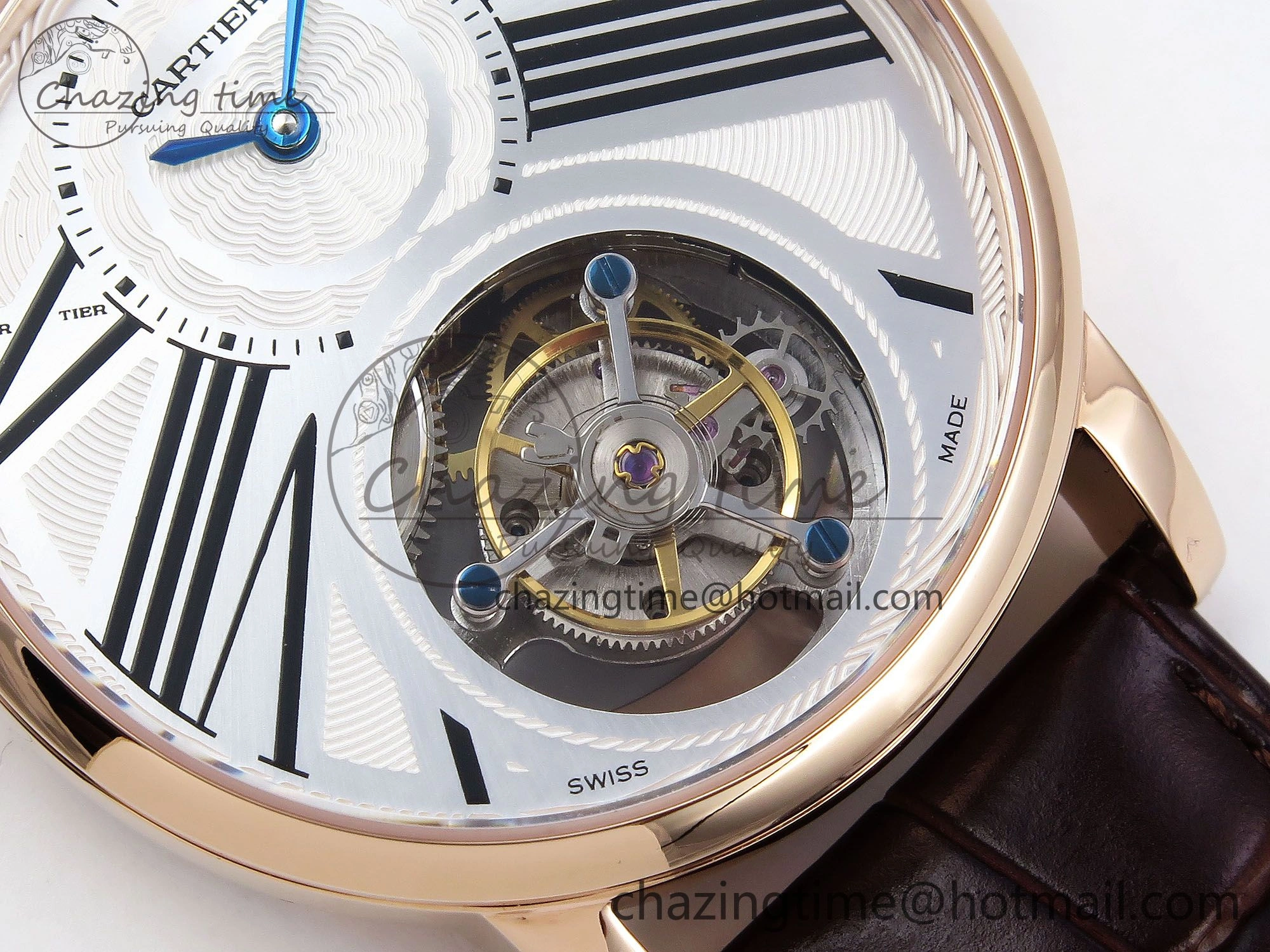 Rotonde Tourbillon RG RMSF Best Edition White Dial on Brown Leather Strap