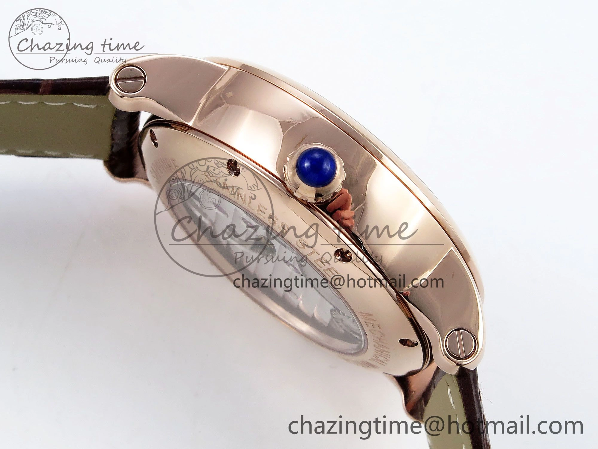 Rotonde Tourbillon RG RMSF Best Edition White Dial on Brown Leather Strap
