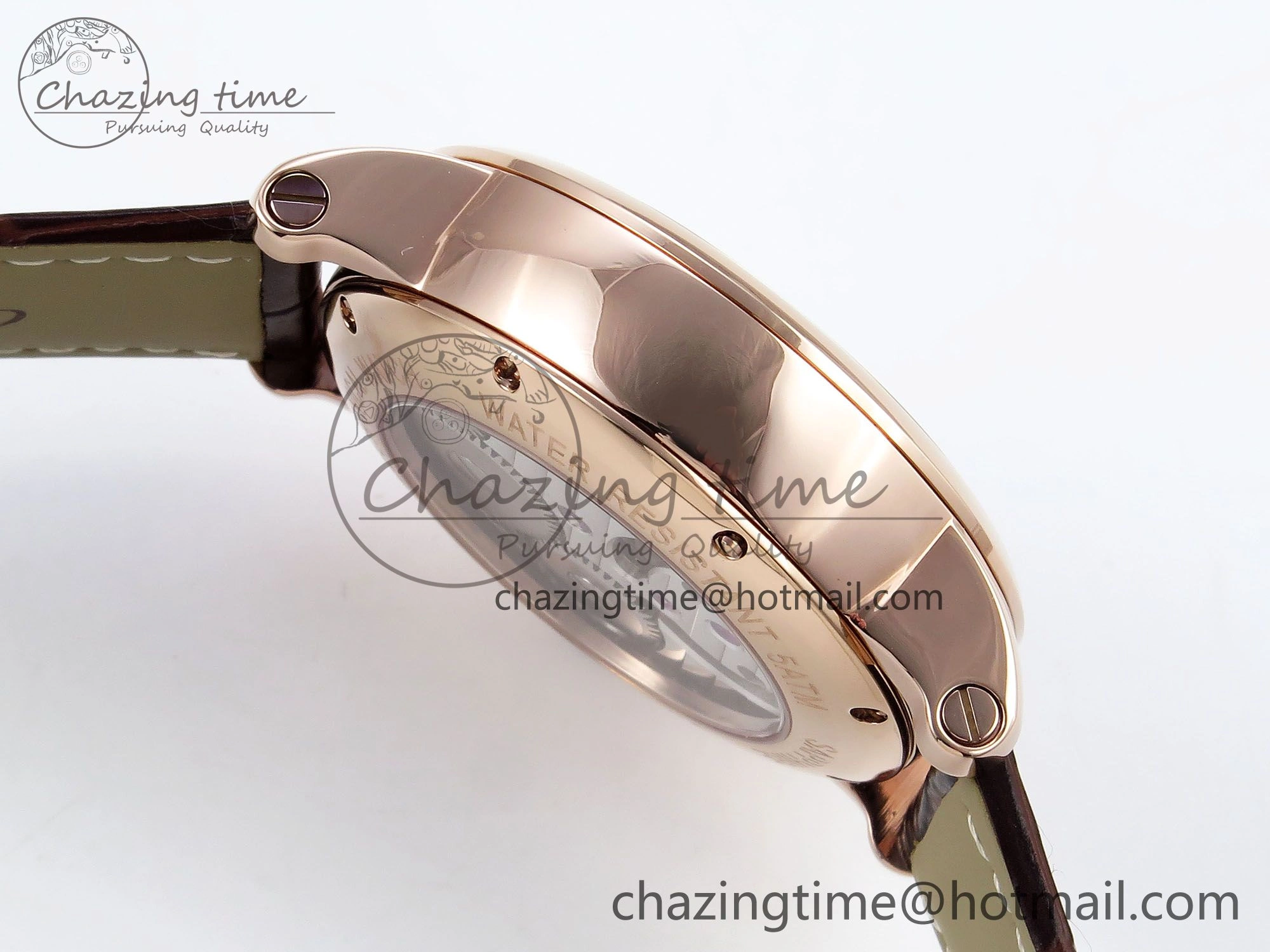 Rotonde Tourbillon RG RMSF Best Edition White Dial on Brown Leather Strap