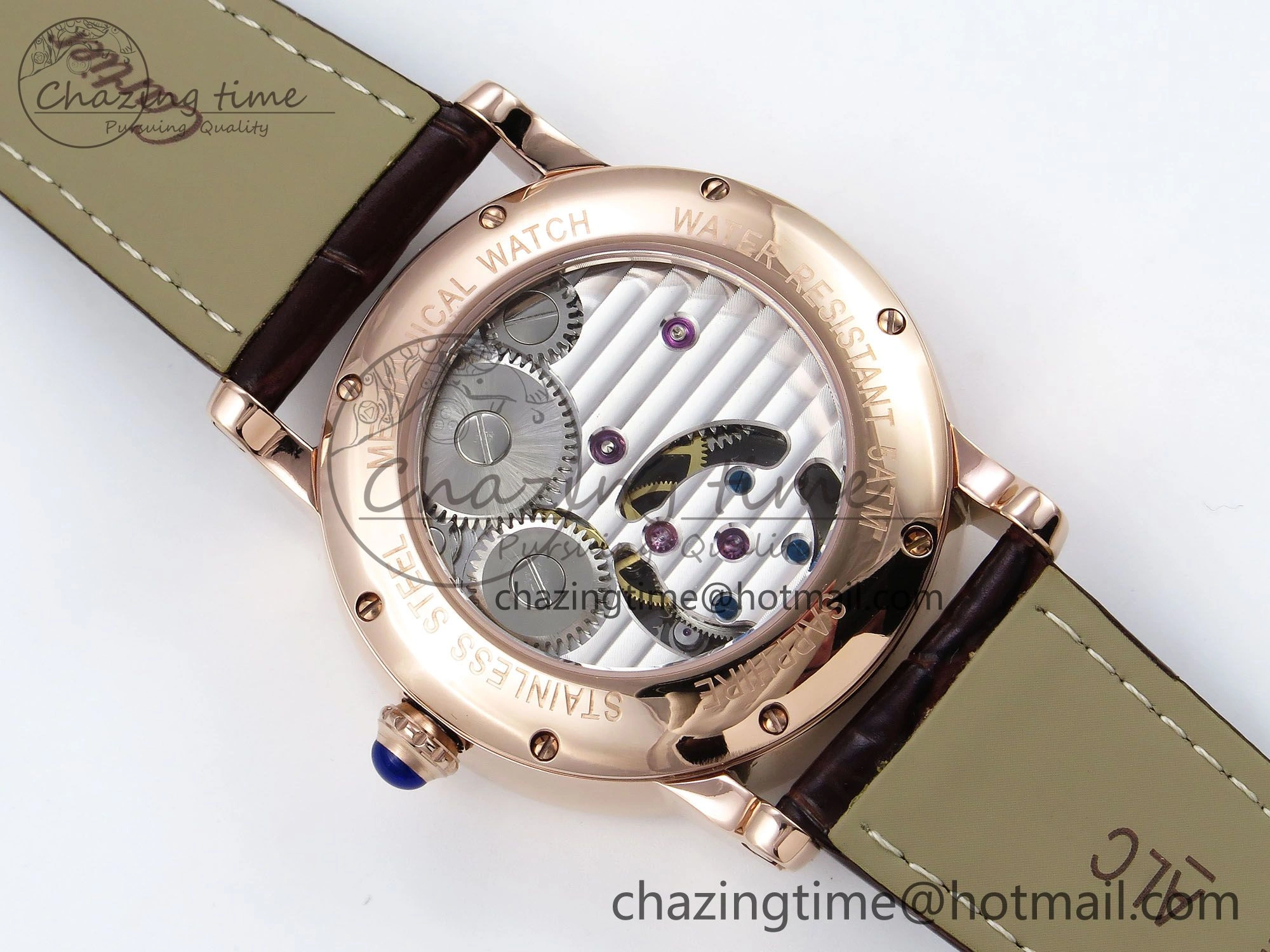 Rotonde Tourbillon RG RMSF Best Edition White Dial on Brown Leather Strap